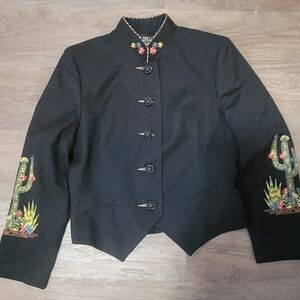 Beautiful Hairston Roberson Size 12 Jacket With Unique Cactus Embroidery - GUC